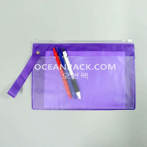 PVC 여행용 슬라이드 지퍼백(보라색)소량인쇄가능가로27cmX세로18cm[100장]